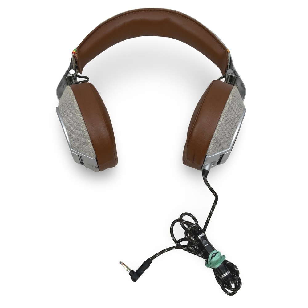 House of Marley Liberate Wired Over Ear Headphones Saddle Brown Wood Leather